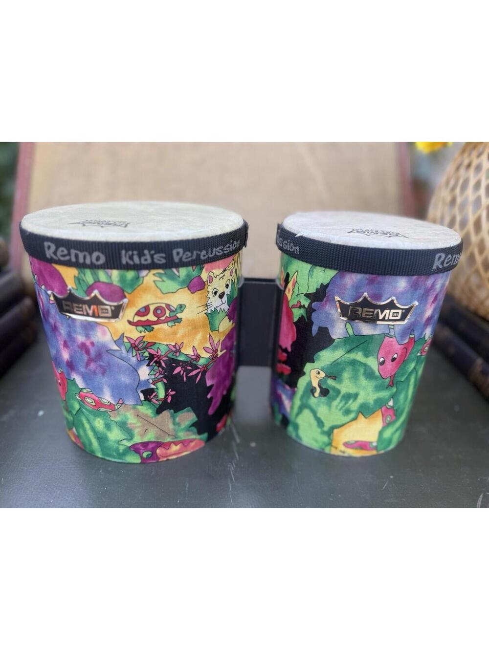 🥁 REMO Kids Bongos Colorful Animal Print Percussion Drums USA 🥁